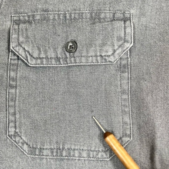 WRANGLER Men’s Authentics Long Sleeve Classic Button Down Gray Small Western - Picture 10 of 14